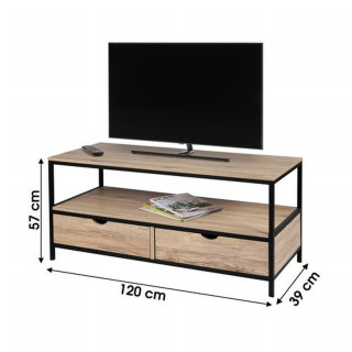 Meuble TV industriel Factory - L. 120 x H. 57 cm - Noir