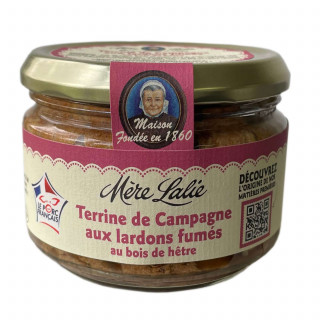 Lot 3x Terrine de campagne aux lardons fumés - Pot 180g