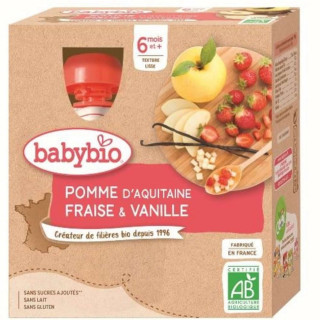 Lot 3x Gourde pomme, fraise et vanille BIO - 4x90g - Pack 360g