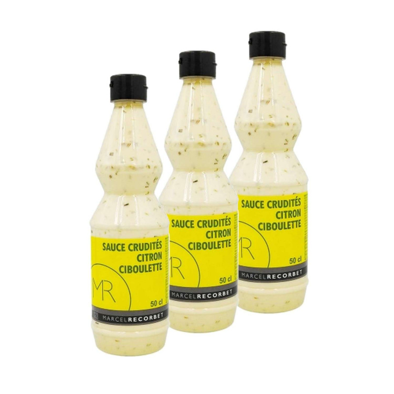 Lot 3x Sauce crudité citron ciboulette - Bouteille 500g