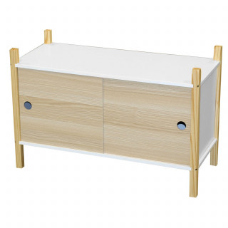 Armoire pour enfant Dream avec 2 portes coulissantes - Bois et Blanc