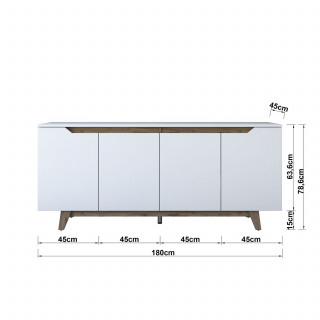 Buffet 4 portes en bois LUCAS - Blanc