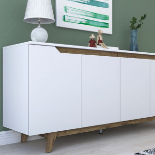 Buffet 4 portes en bois LUCAS - Blanc