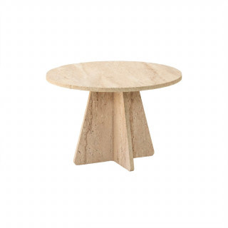 Table basse ronde effet travertin VALENCE - Beige