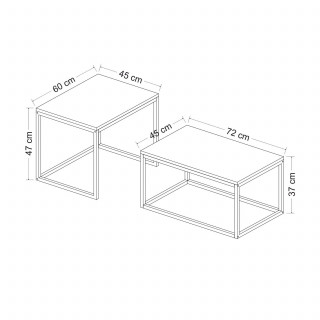 Duo de tables basses encastrables effet marbre - Blanc et noir