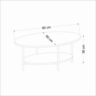 Table basse 1 étagère effet travertin - Beige et noir