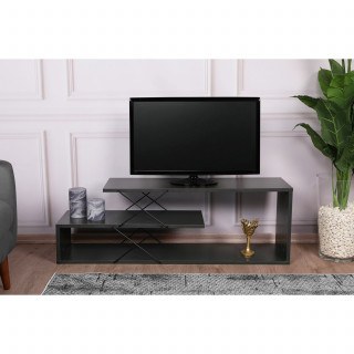 Meuble TV en bois MATHIS - Gris anthracite