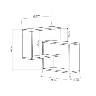 Etagère murale d'angle carrée en bois - Marron