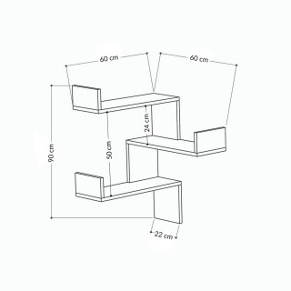 Etagère d'angle graphique en bois - Marron