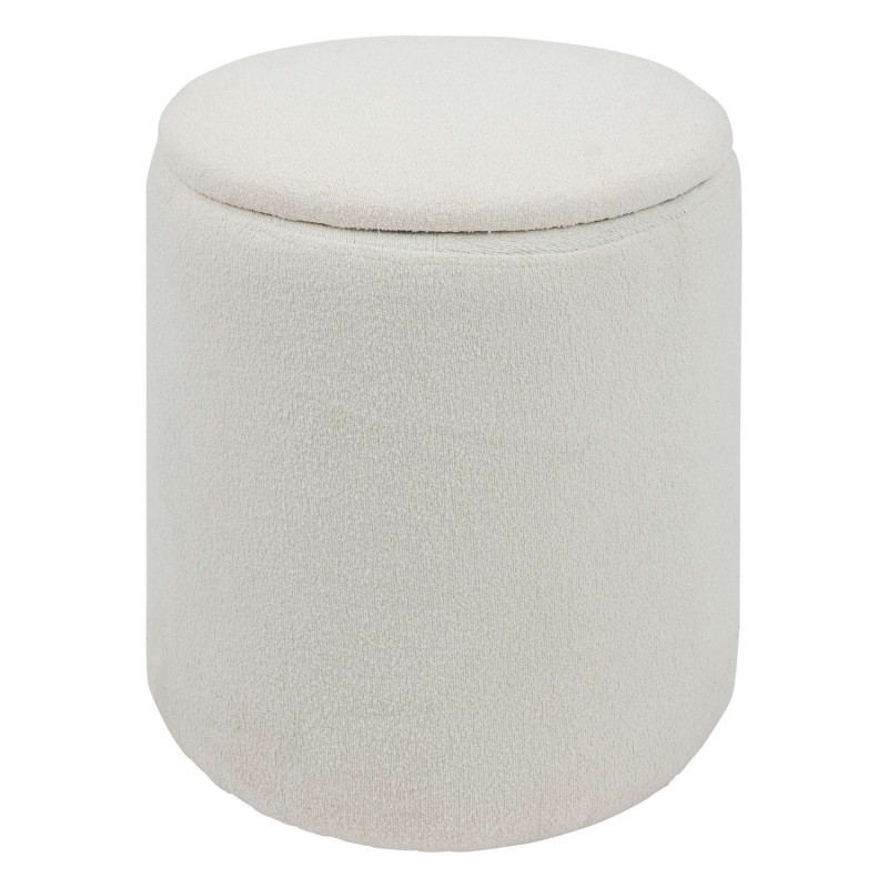 Pouf de rangement en bouclette - Blanc