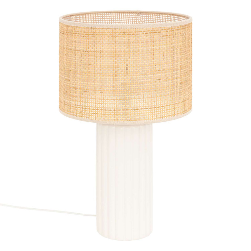 Lampe cylindre en céramique - H. 47 cm - Blanc