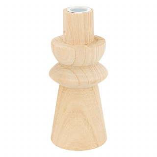 Duo de bougeoirs en bois - Beige