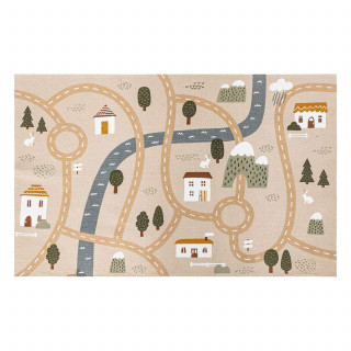 Tapis enfant rectangle route - 100 x 150 cm - Beige