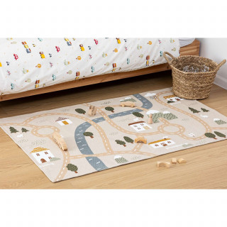 Tapis enfant rectangle route - 100 x 150 cm - Beige