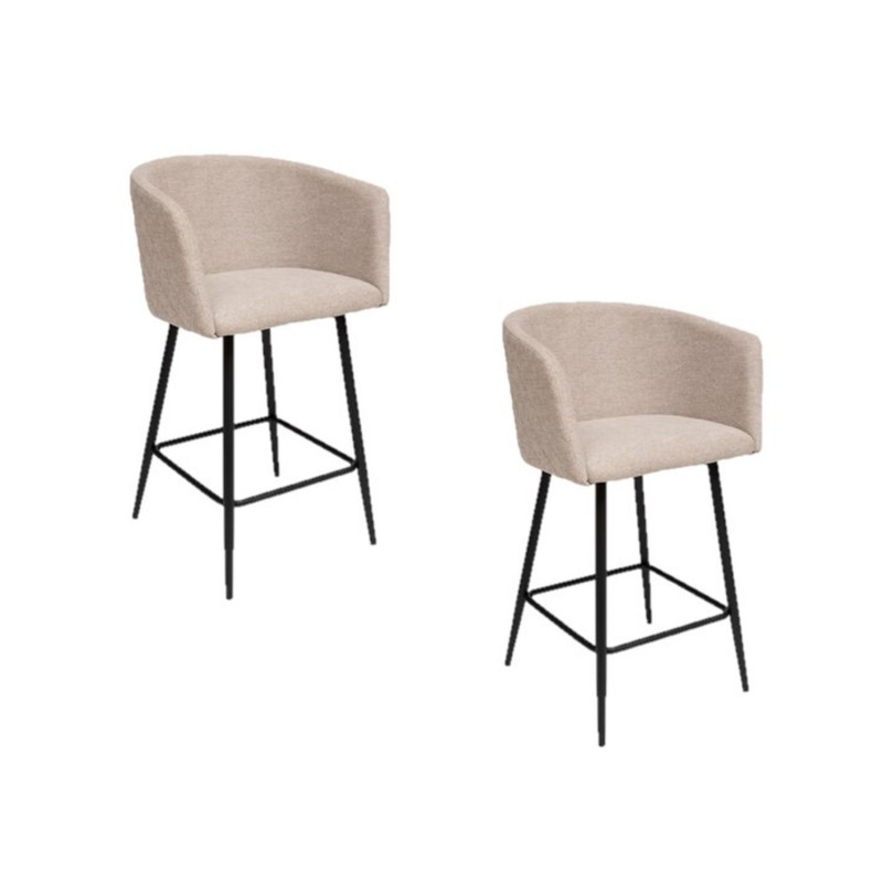 Lot de 2 fauteuils de bar en velours MARLO - Beige