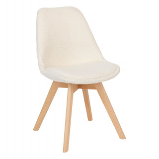 Lot de 4 chaises design scandinave en bouclette - Blanc