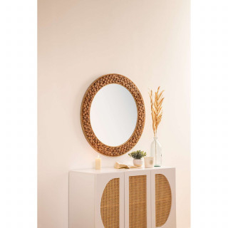 Miroir en bois RONDIN - Diam 90 cm - Marron