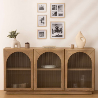 Lot de 5 cadres photos en bois - Beige