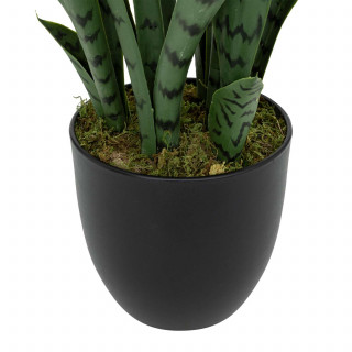 Sansevieria artificielle avec pot plastique - H. 90 cm - Vert