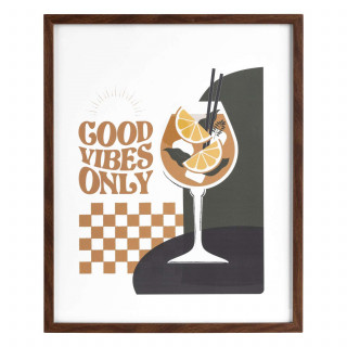 Affiche encadrée COCKTAIL - 40 x 50 cm - Marron