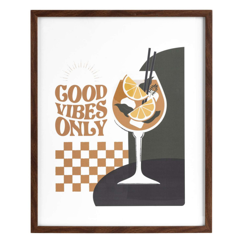 Affiche encadrée COCKTAIL - 40 x 50 cm - Marron