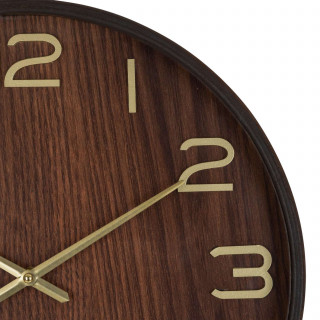 Horloge en bois - Diam 38 cm - Marron foncé