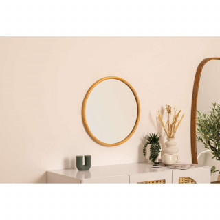 Miroir rond en bois - Diam 55 cm - Marron