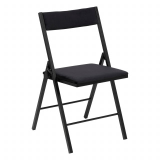 Lot de 6 chaises pliantes carrées effet velours - Noir