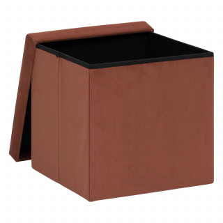 Pouf de rangement pliable en velours - Terracotta