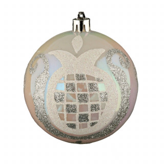 Boule de noël décorée - Perles - Argent