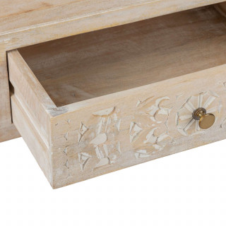 Console 2 tiroirs en bois massif SHIREL - Beige