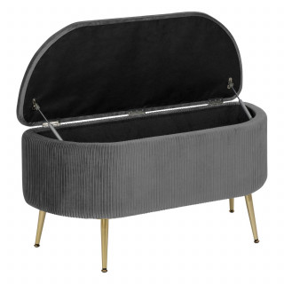 Banc de rangement en velours SOLARO - Gris