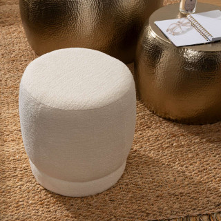 Pouf en bouclette AMEA - Blanc