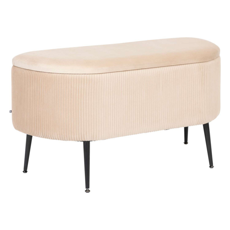 Banc de rangement en velours SOLARO - Beige