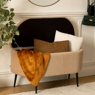 Banc de rangement en velours SOLARO - Beige