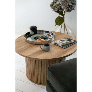 Table à café en bois COLVA - Diam 70 cm - Marron