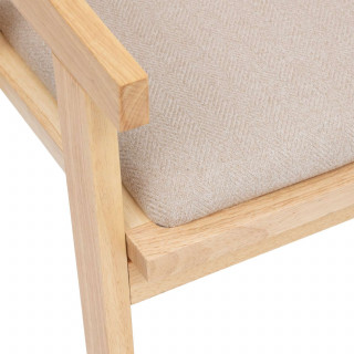 Fauteuil de table en bois et cannage KOLIA - Beige