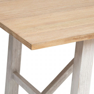 Table à manger en bois pour 6 personnes OLBIA - Beige et blanc