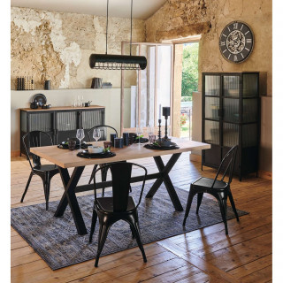 Table à manger en bois pour 6 personnes STEJA - Marron et noir