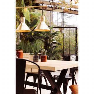 Table à manger en bois pour 6 personnes STEJA - Marron et noir