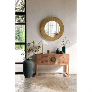 Console 2 portes et 4 tiroirs en bois JILING - Marron