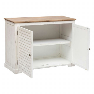 Buffet 2 portes en bois OLBIA - Blanc et beige