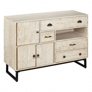 Buffet 3 portes et 4 tiroirs en bois AJAY - Beige