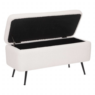 Banc de rangement en velours AURORA - Blanc