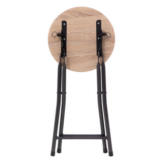 Lot de 2 tabourets pliants effet bois et métal - Beige et noir