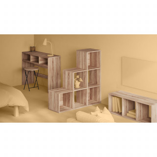 Lot de 2 tabourets pliants effet bois et métal - Beige et noir