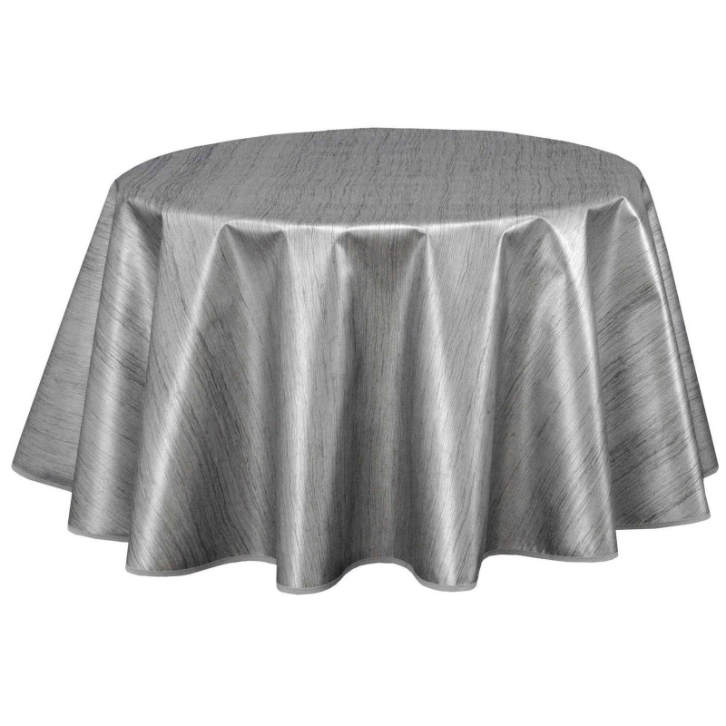 Nappe ronde en toile cirée  design uni Lazure - Diam. 150 cm - Gris