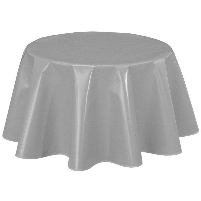 Nappe ronde en toile cirée  design uni Joys - Diam. 150 cm - Gris