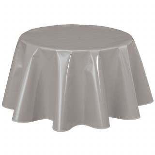 Nappe ronde en toile cirée  design uni Joys - Diam. 150 cm - Gris perle