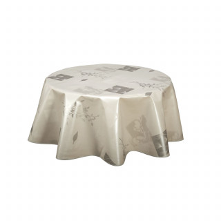 Nappe ronde en toile cirée  Etamines - Diam. 150 cm - Argent